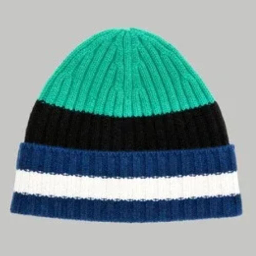 NWT Everlane The Cashmere‎ Beanie in Bright Navy Multi Stripe Christmas Gift